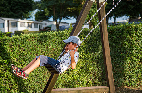 Outdoor games for children at the Parc du Charouzech campsite