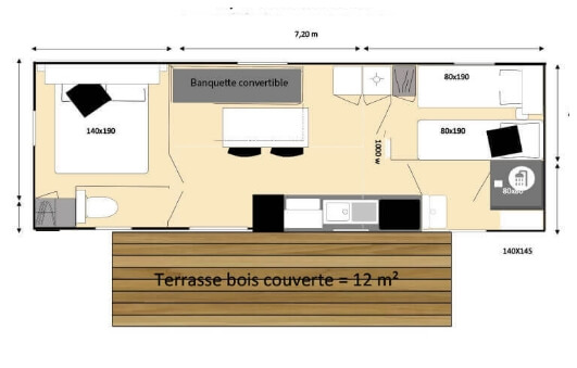 Plattegrond van de stacaravan Les Bleuets