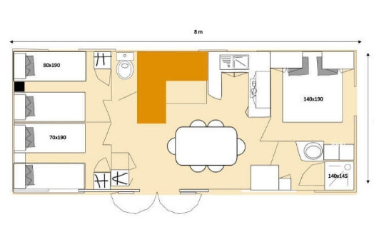 Plattegrond mobil-home les Coquelicots, te huur in Aveyron