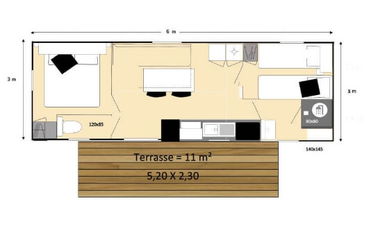  Plan mobil-home 18 m² les Myosotis